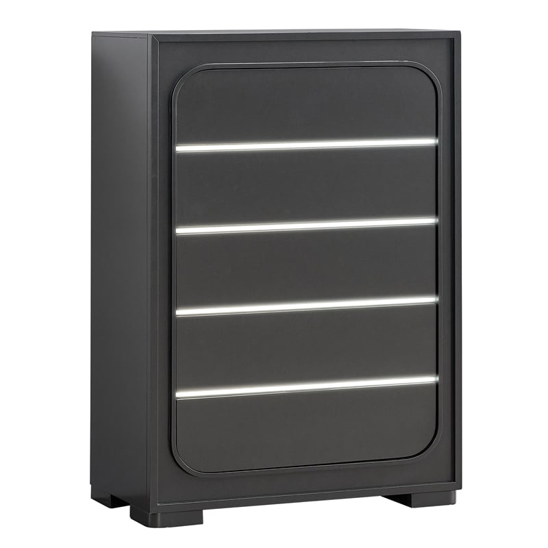 Glory Furniture Wave 5-Drawers Wood Bedroom Chest in Wenge