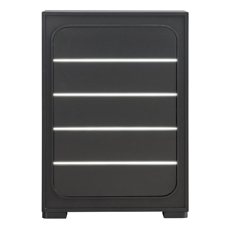 Glory Furniture Wave 5-Drawers Wood Bedroom Chest in Wenge
