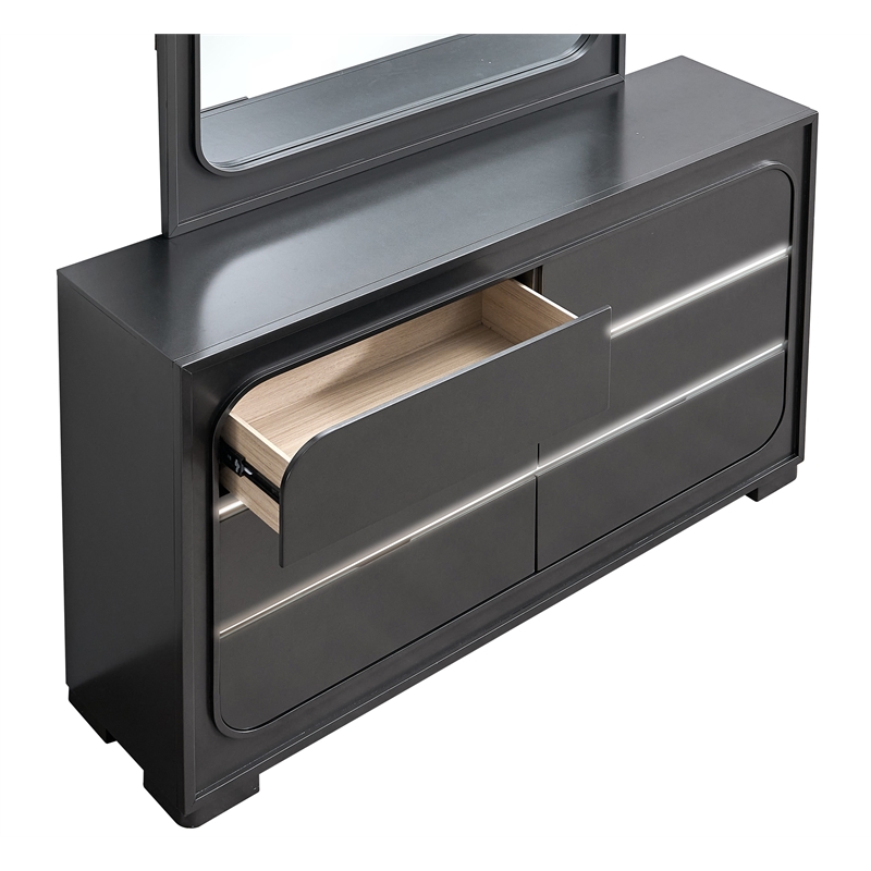 Glory Furniture Wave 6-Drawers Wood Bedroom Dresser in Wenge