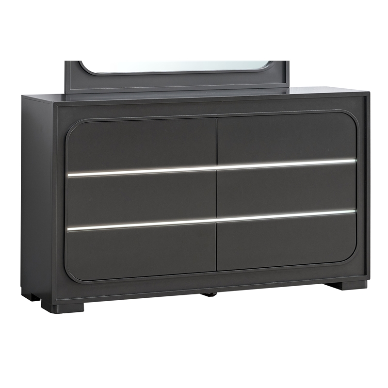 Glory Furniture Wave 6-Drawers Wood Bedroom Dresser in Wenge