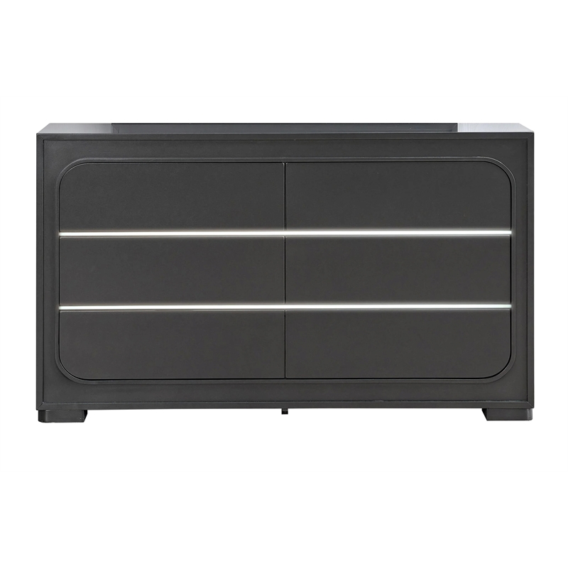 Glory Furniture Wave 6-Drawers Wood Bedroom Dresser in Wenge