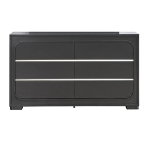 Glory Furniture Wave 6-Drawers Wood Bedroom Dresser in Wenge