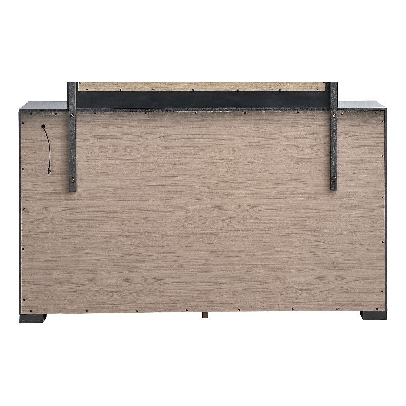 Glory Furniture Wave 6-Drawers Wood Bedroom Dresser in Wenge