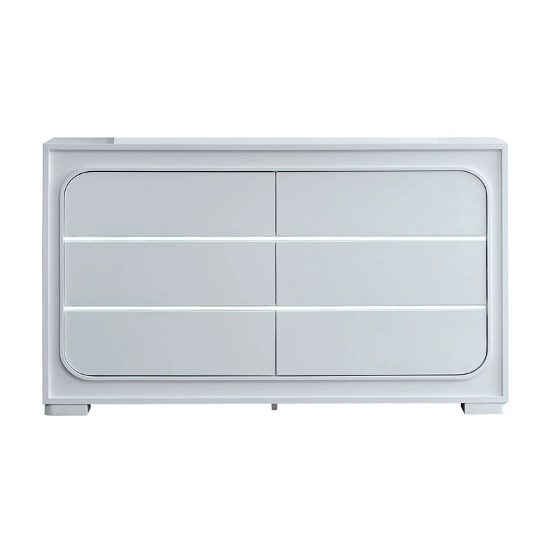 Glory Furniture Milan 6-Drawers Wood Bedroom Dresser in White