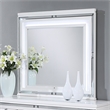 Glory Furniture Genoa Bedroom Mirror with Mirror Trim Strips in Sparkling White