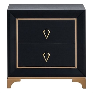 Glory Furniture Kramer G006900-N 2 Drawer NIGHTSTAND  Black Gold