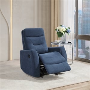 Glory Furniture Paterson Swivel Recliner in Blue