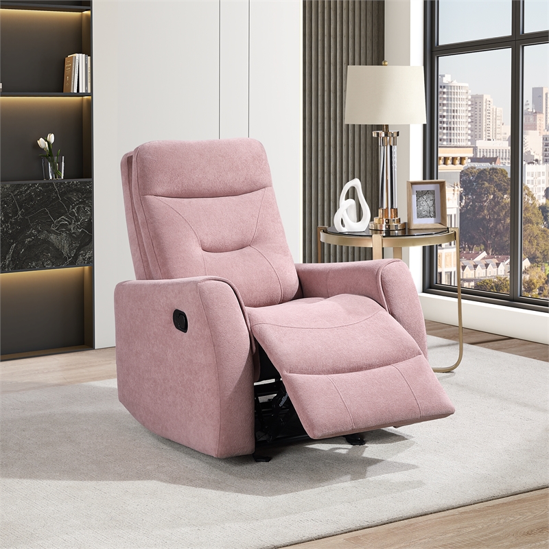 Glory Furniture Paterson Swivel Recliner in Pink
