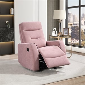 Glory Furniture Paterson Swivel Recliner in Pink