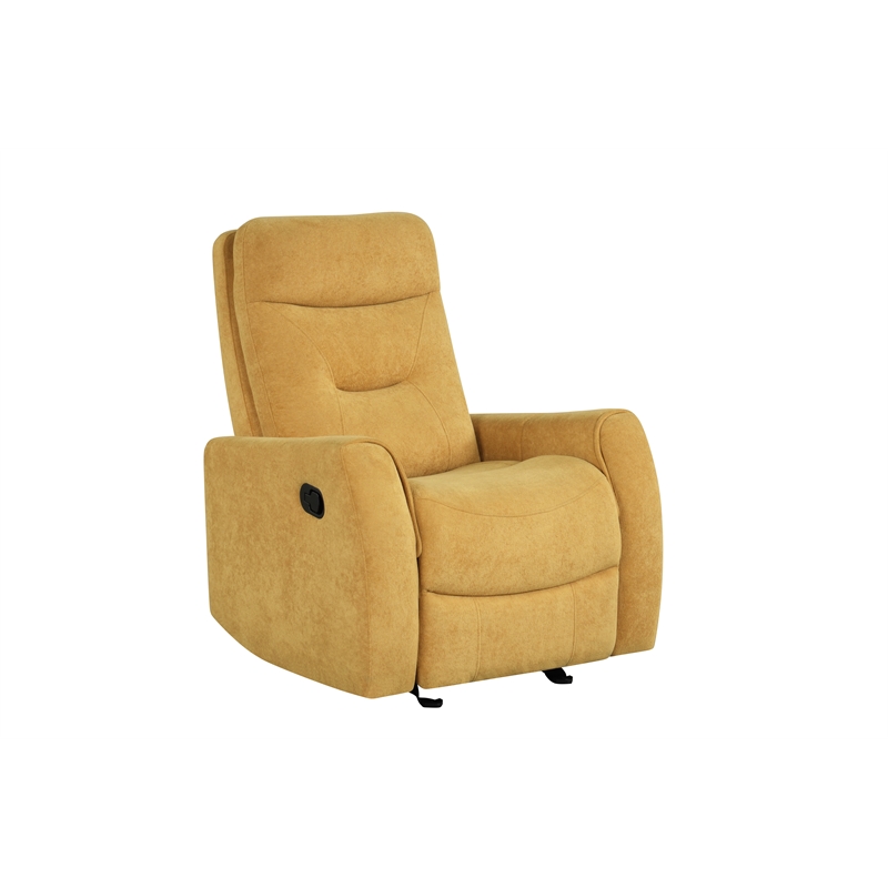 Glory Furniture Paterson Swivel Recliner in Yellow