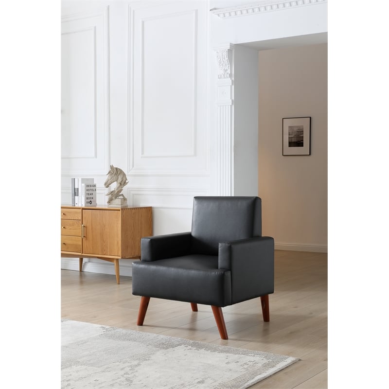Glory Furniture Ventura Faux Leather Accent Chair in Black