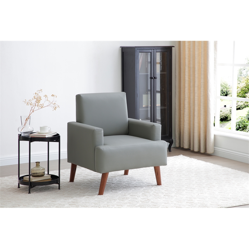 Glory Furniture Ventura Faux Leather Accent Chair in Gray