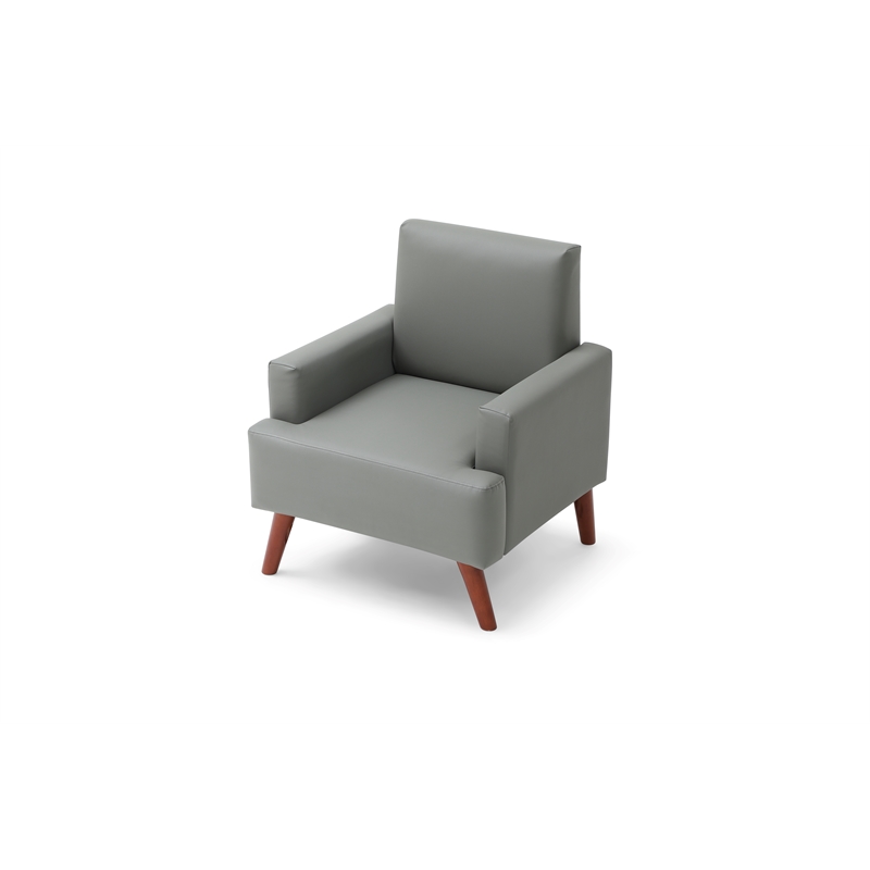 Glory Furniture Ventura Faux Leather Accent Chair in Gray