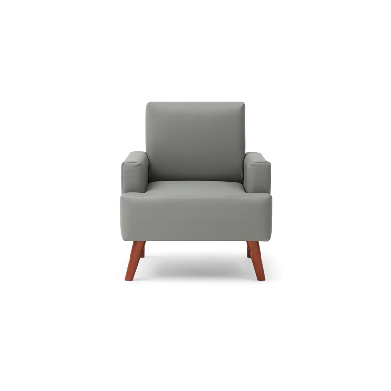 Glory Furniture Ventura Faux Leather Accent Chair in Gray