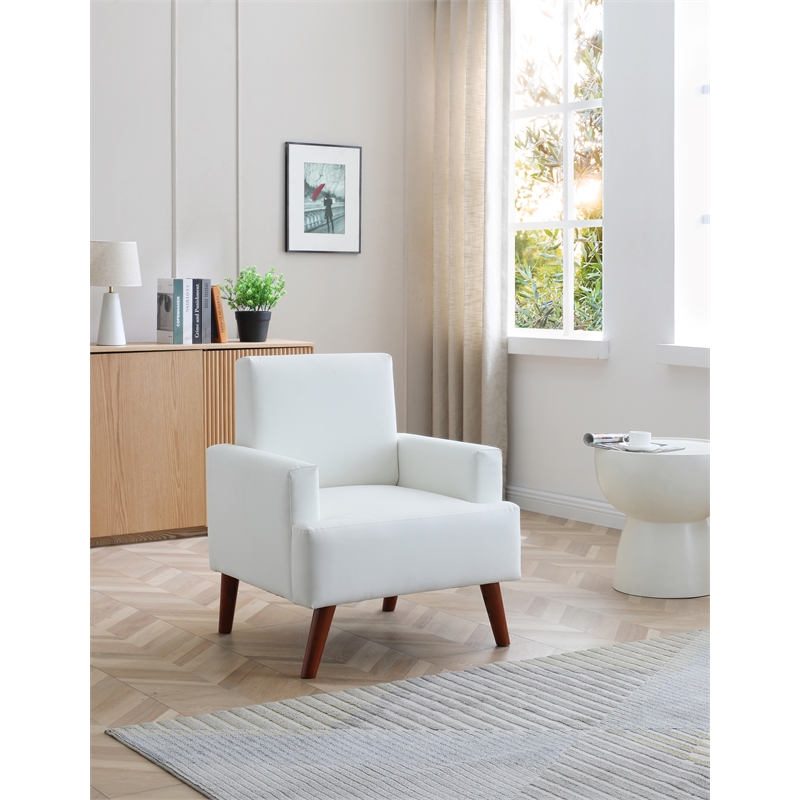 Glory Furniture Ventura Faux Leather Accent Chair in White