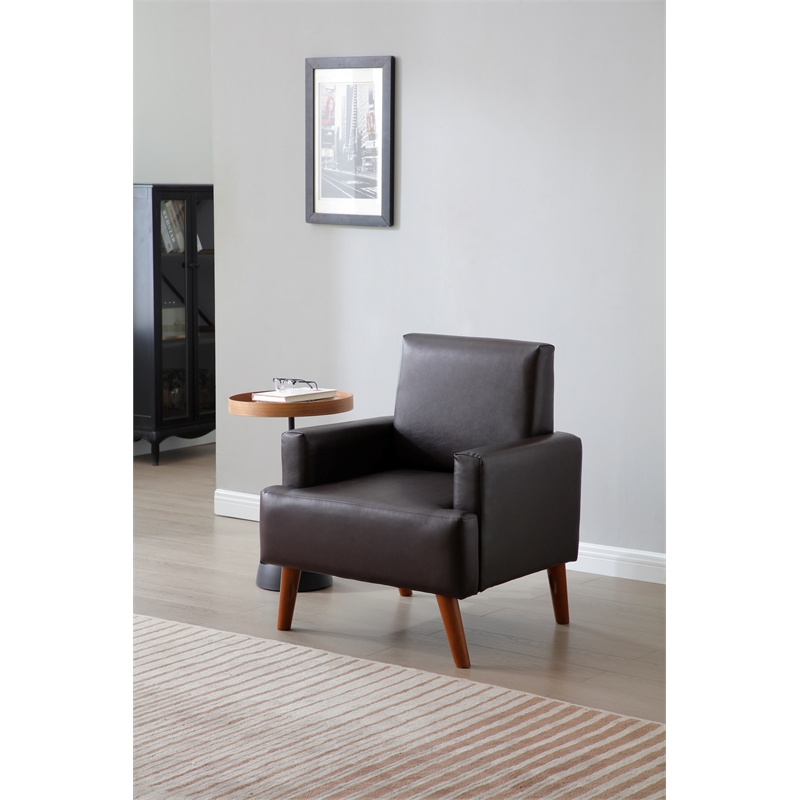 Glory Furniture Ventura Faux Leather Accent Chair in Dark Brown