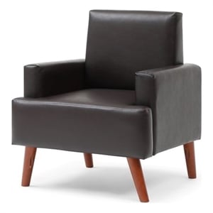 Glory Furniture Ventura Faux Leather Accent Chair in Dark Brown