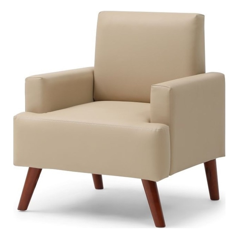 Glory Furniture Ventura Faux Leather Accent Chair in Beige