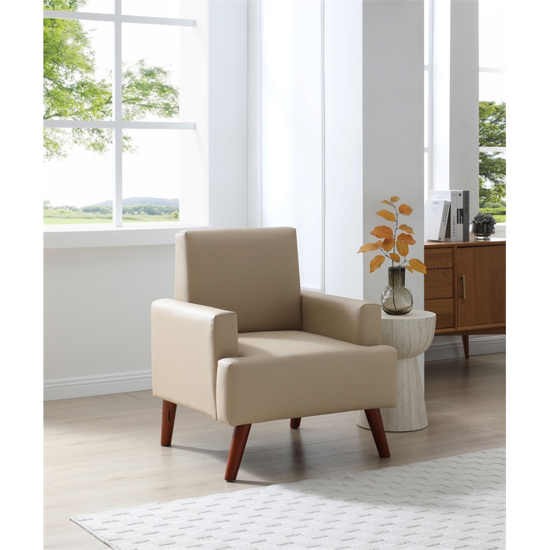 Glory Furniture Ventura Faux Leather Accent Chair in Beige