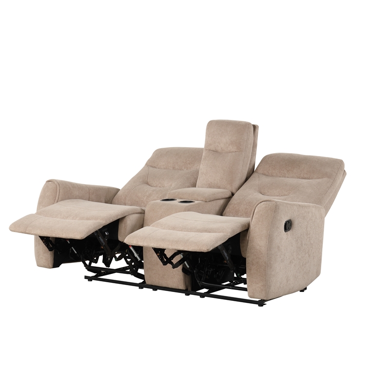 Glory Furniture Paterson Loveseat with Console in Beige