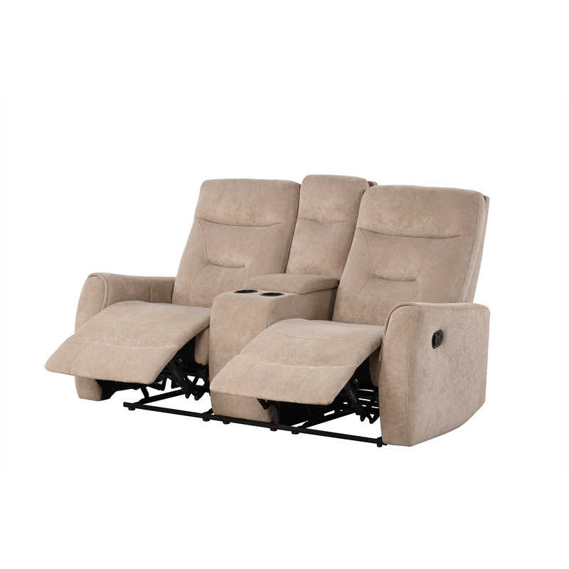 Glory Furniture Paterson Loveseat with Console in Beige