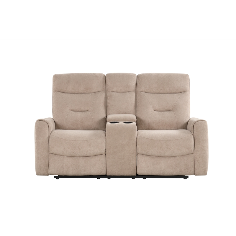 Glory Furniture Paterson Loveseat with Console in Beige
