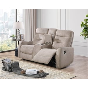 Glory Furniture Paterson Loveseat with Console in Beige