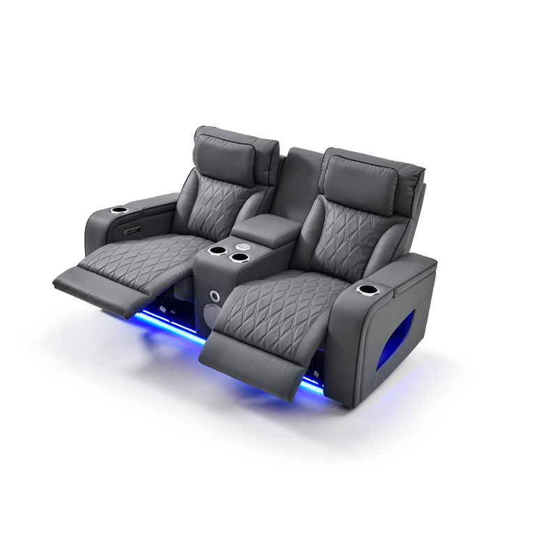 Glory Furniture Lumin Reclining Loveseat In Gray