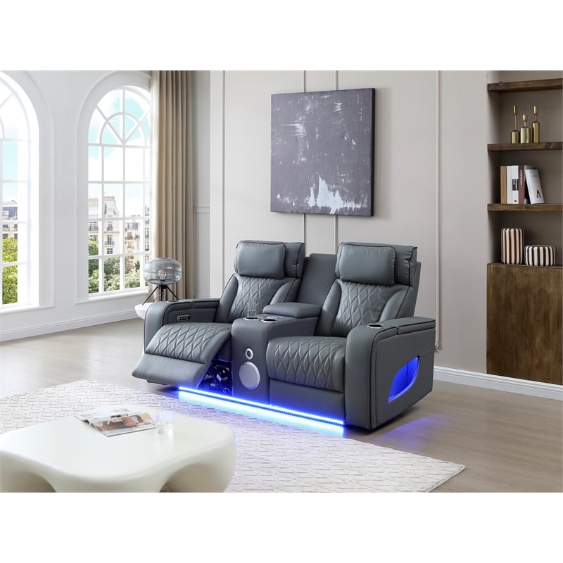Glory Furniture Lumin Reclining Loveseat In Gray