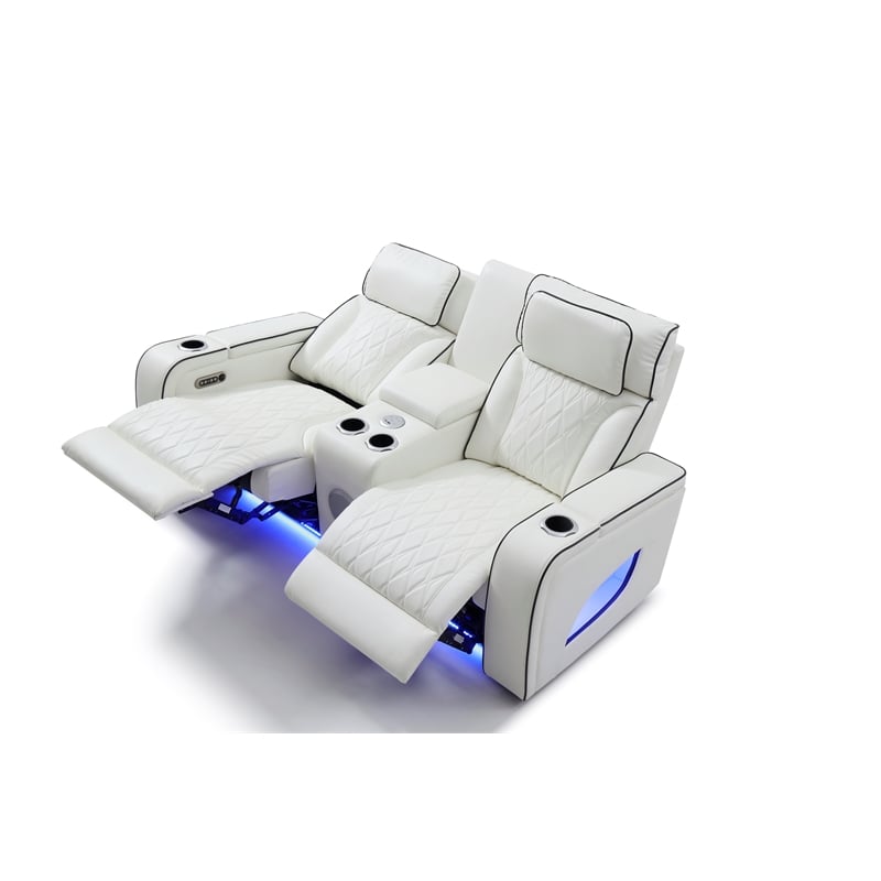 Glory Furniture Lumin Reclining Loveseat In White