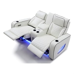 Glory Furniture Lumin Reclining Loveseat In White