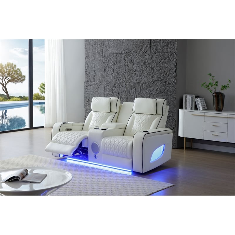 Glory Furniture Lumin Reclining Loveseat In White