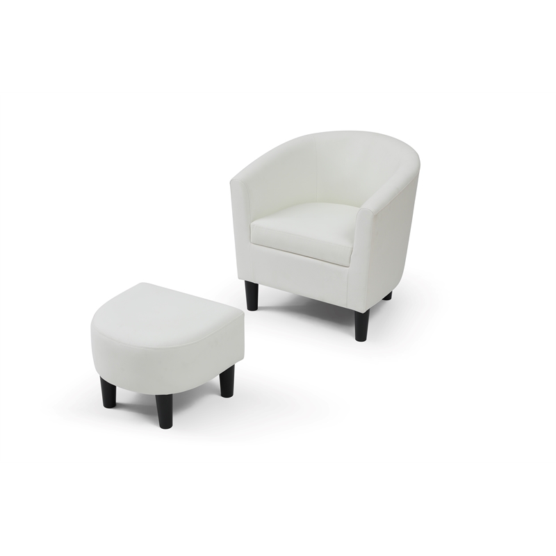 Glory Furniture Salem G00202-C Chair+Ottoman White