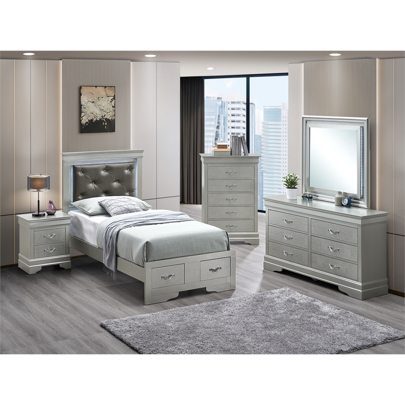 Glory Furniture Lorana G6500F-FSB Full Bed Silver Champagne