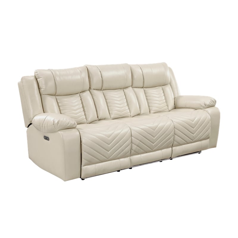 Glory Furniture Sensa G00727A-RS Power Reclining Sofa W/Table W/Led Belt Beige Faux Leather