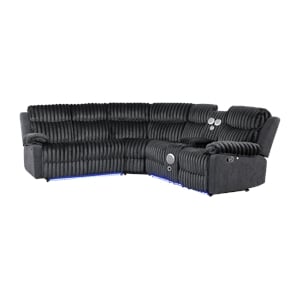 Glory Furniture Plush G00923B-SC Sectional in Black Teddy and Microsuede