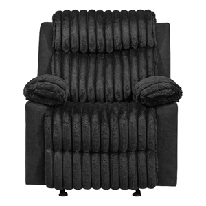 Glory Furniture Plush G00923A-RC Glider Recliner Chair W/ Led Belt Black Teddy Fabric Cover