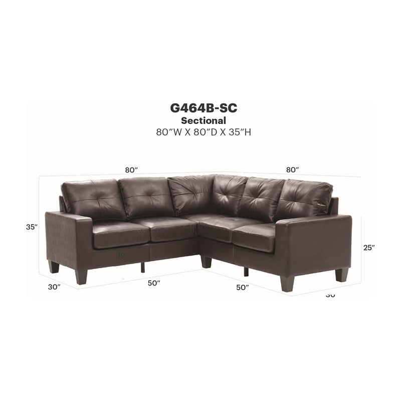 Glory Furniture Newbury G464B-SC Sectional Cappuccino Faux Leather