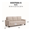 Glory Furniture Dallas G00758A-S Sofa Ivory  Fabric