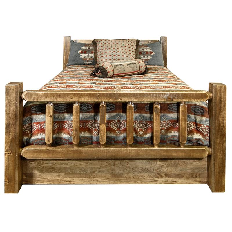 Montana Woodworks Homestead Wood King Bed with Storage in Brown Lacquered