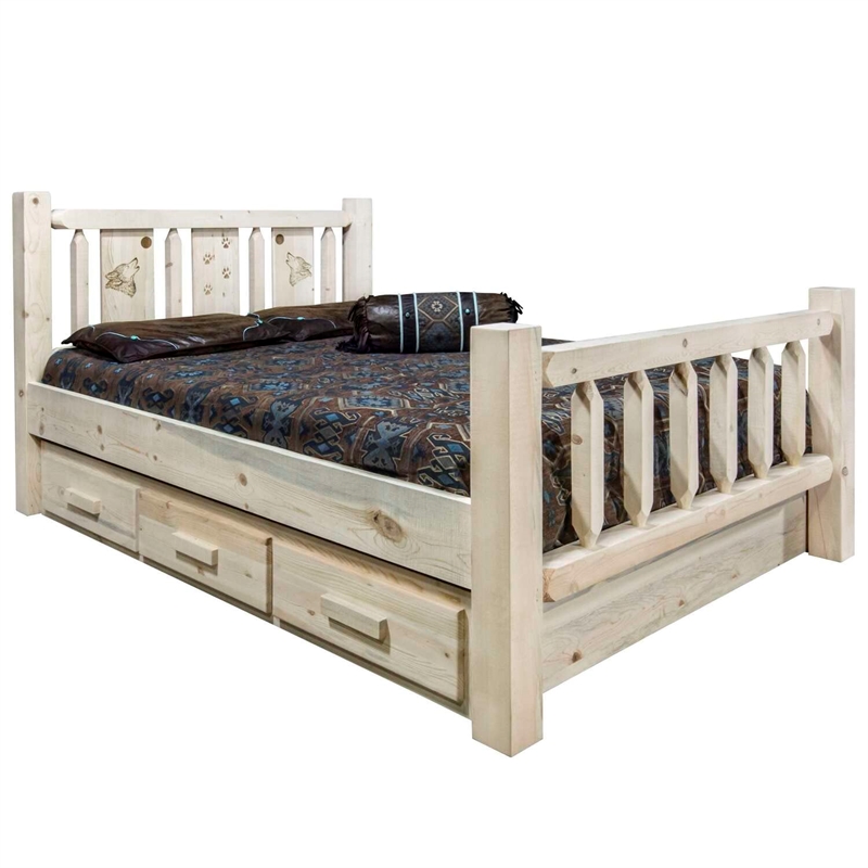 Montana Woodworks Homestead Hand-Crafted Wood Twin Storage Bed in Natural