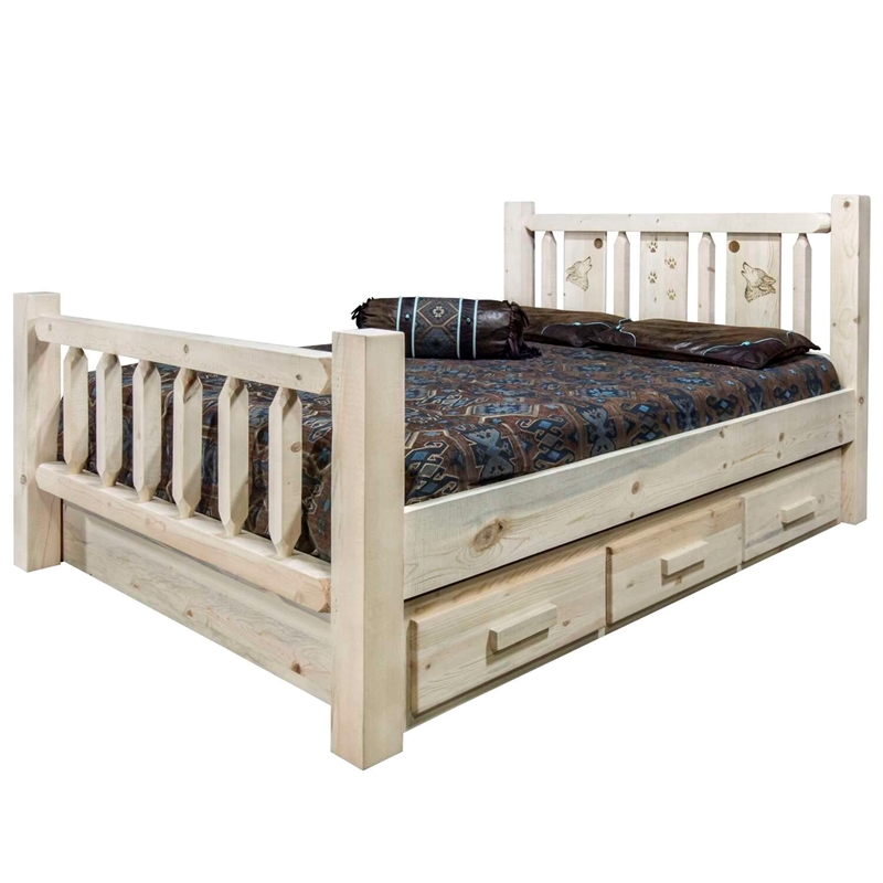 Montana Woodworks Homestead Hand-Crafted Wood Twin Storage Bed in Natural