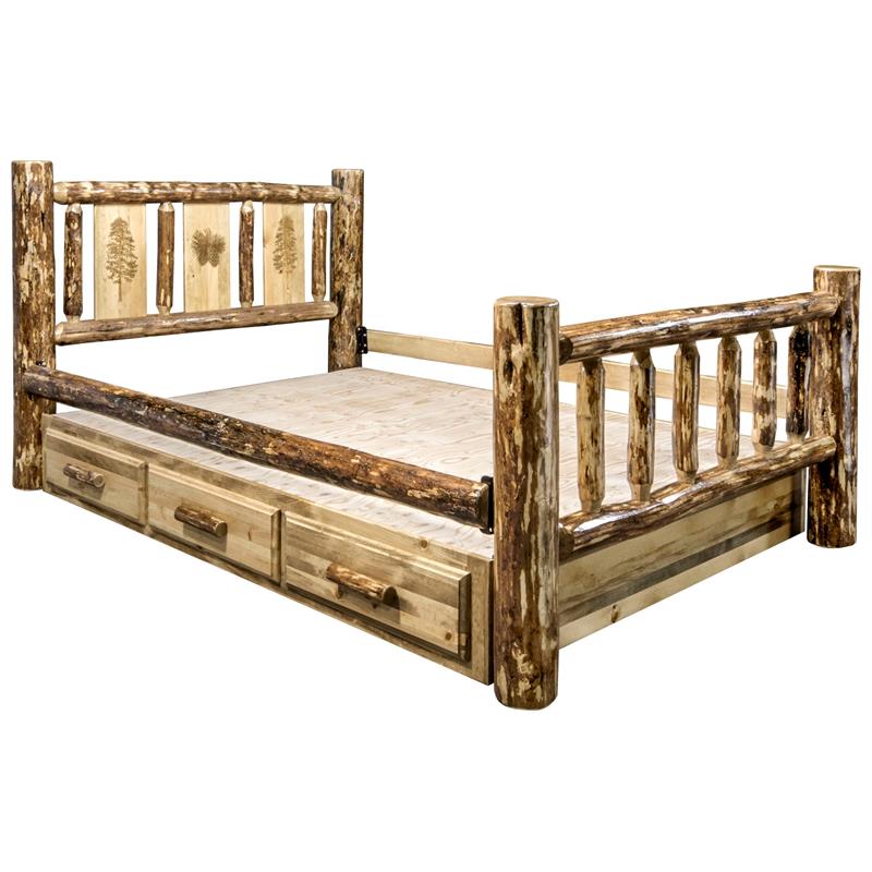 Montana Woodworks Glacier Country Handcrafted Wood Twin Storage Bed in Brown