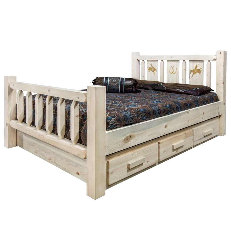 Montana Woodworks Homestead Pine Wood Full Storage Bed in Natural