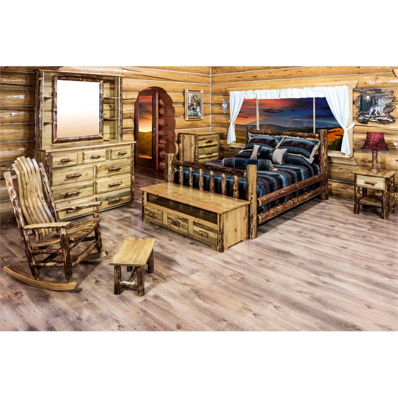 Montana Woodworks Glacier Country Transitional Wood Queen Bed in Brown