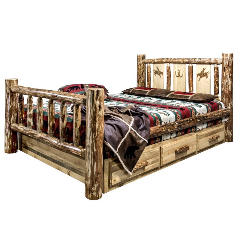Montana Woodworks Glacier Country Solid Wood Twin Storage Bed in Brown