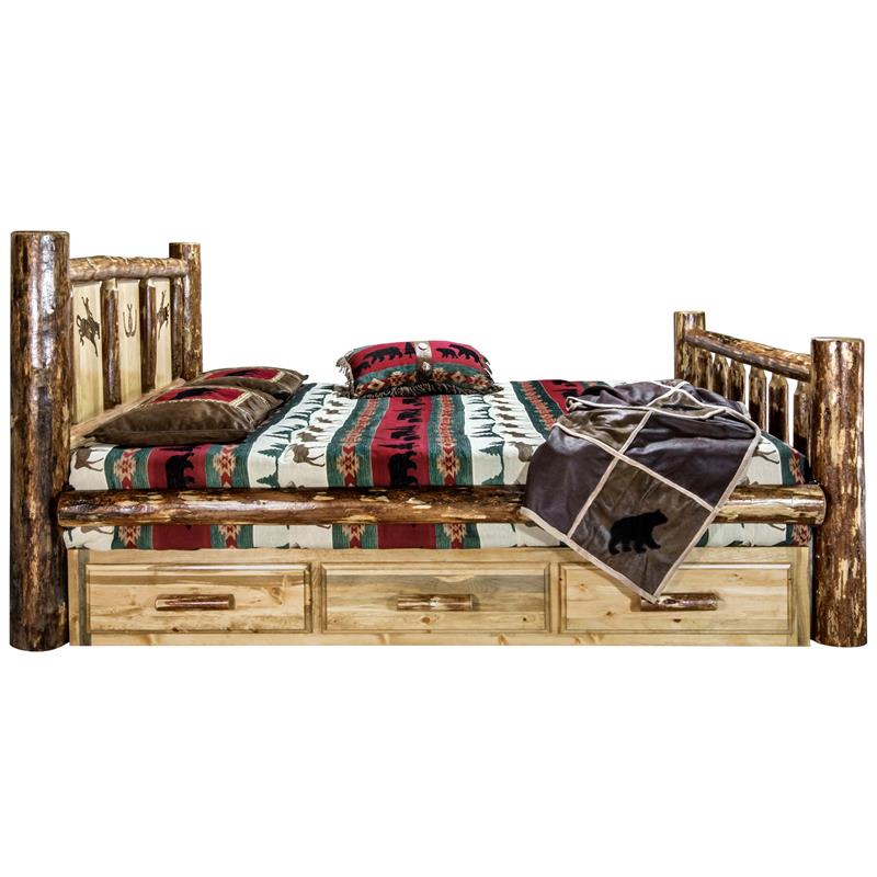 Montana Woodworks Glacier Country Solid Wood Twin Storage Bed in Brown