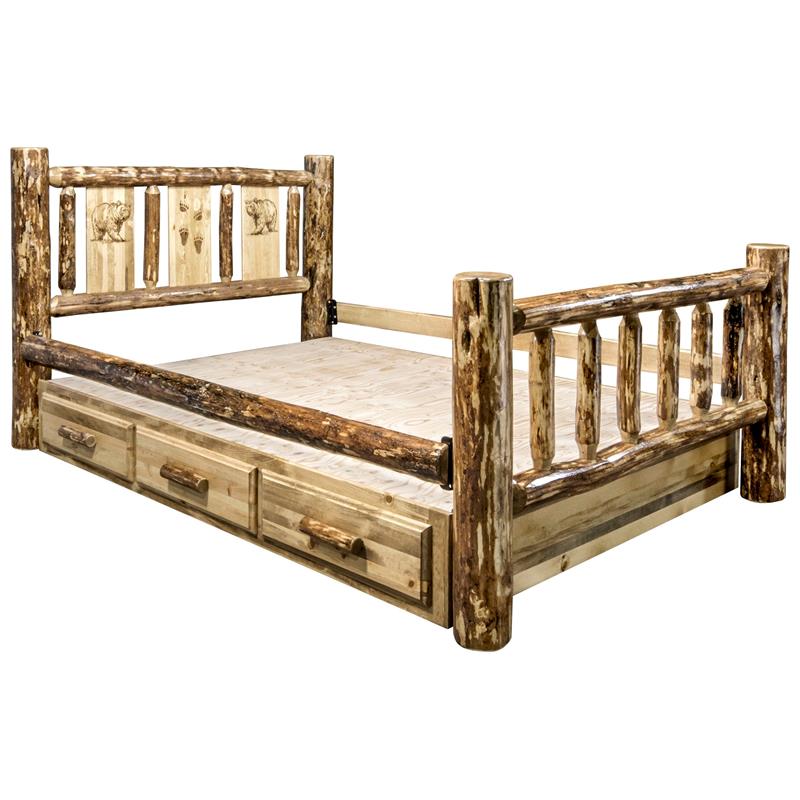 Montana Woodworks Glacier Country Solid Wood Full Storage Bed in Brown