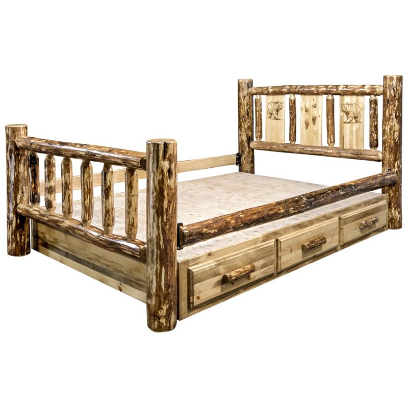 Montana Woodworks Glacier Country Solid Wood Full Storage Bed in Brown