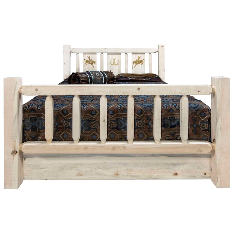 Montana Woodworks Homestead Pine Wood Queen Storage Bed in Natural Lacquered